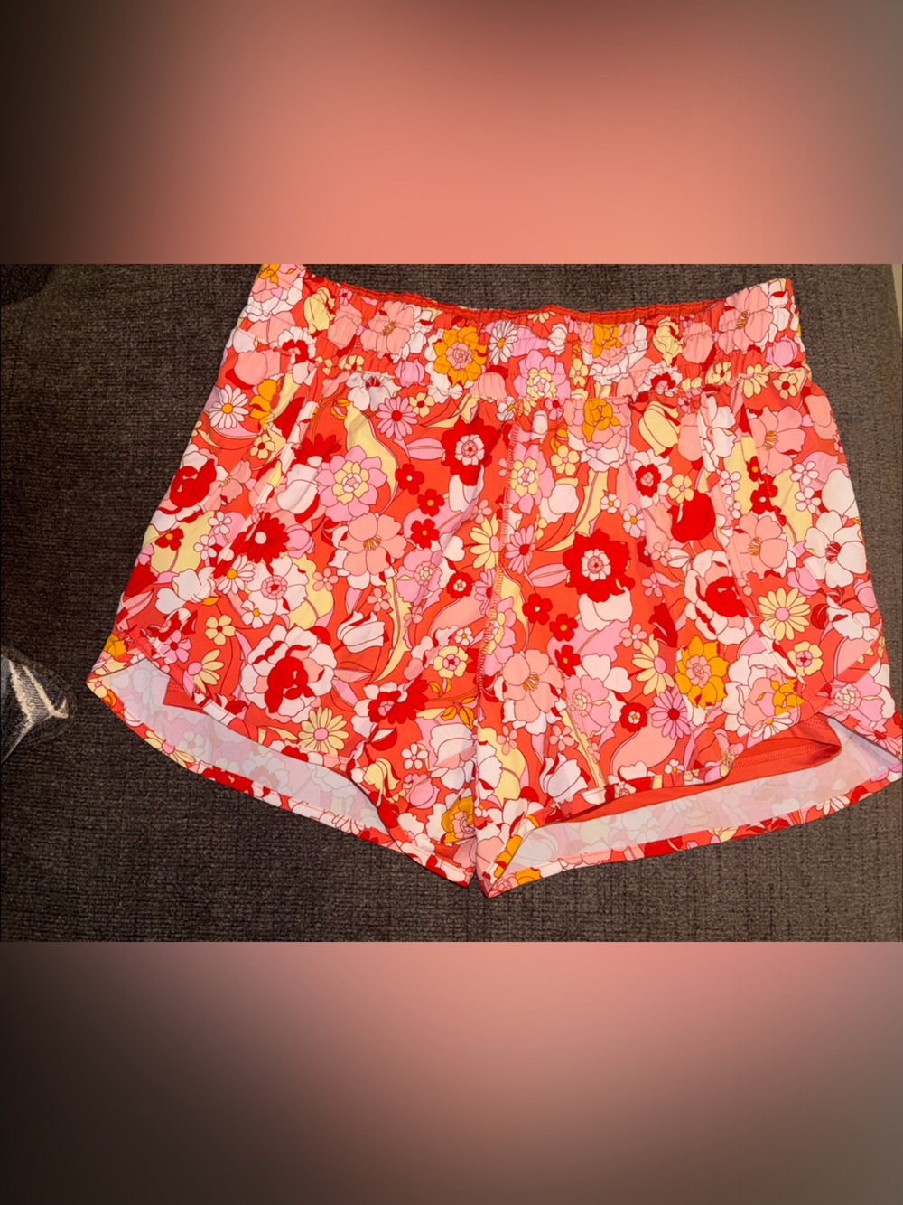 Women's Floral Athletic Shorts - Red Pink Floral